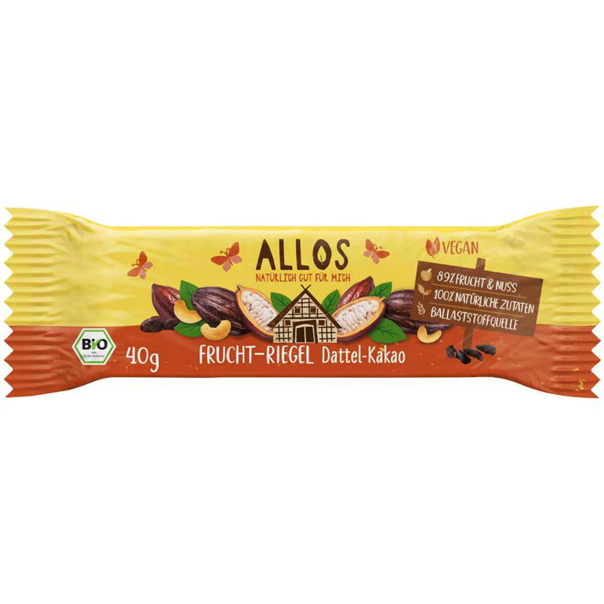 ALLOS Fruchtschnitte Fruchtriegel Dattel Kakao - 40 g