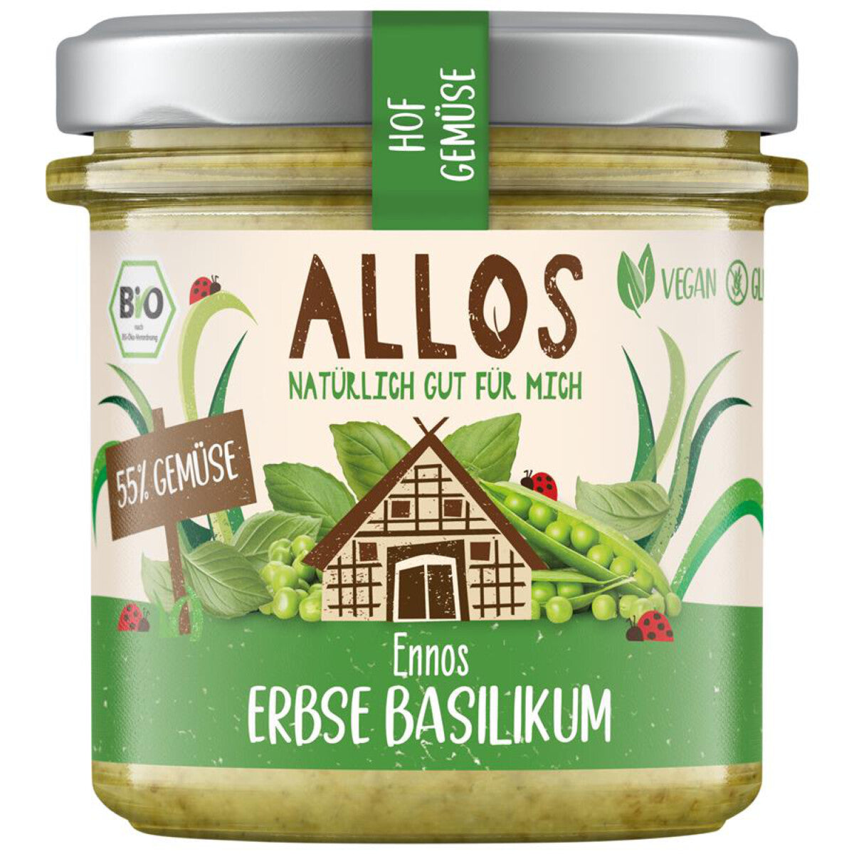 ALLOS Hof-Gemüse Ennos Erbse Basilikum - 135 g 