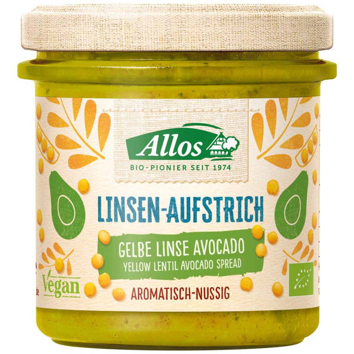 ALLOS Aufstrich Gelbe Linsen Avocado - 140 g